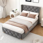 Upholstered Bed 90x200cm with Slatted Frame, Grey Velvet