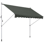 Freestanding Awning, 300 x 150cm, Hand Crank, Windproof, Aluminum, Gray
