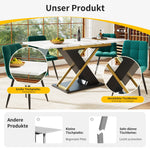 Extendable Dining Table 120-160cm Internal Leaf Golden Cross Legs