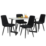 Dining Set 5-Piece 117x68cm Rectangular Table with 4 Chairs Black Twill Velvet Black Legs