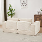 Corduroy 2-in-1 Sofa Bed with Two Pillows, Removable Footstool and Modular Design, Corduroy