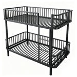 Metal Bunk Bed 90x200 Space-Saving Safety Railing, Black
