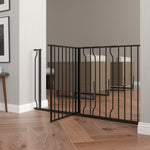 Dog Gate, Adjustable 75-145 cm, 2-Way Opening, Double Lock, ABS Steel Black