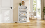 Narrow Shoe Cabinet 3 Doors 60x24x114cm - White