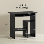 Computer Desk with Open Compartments, Shelves, PC Table, Black