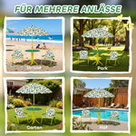 Children's Seating Set 4-piece with Removable Parasol and 2 Folding Chairs Green