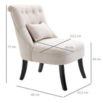 Recliner Chair, Back Cushion, Linen-Look, Cream White