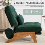 Lounge Chair Adjustable Backless Footrest Lumbar Cushion, Fabric Wooden Legs
