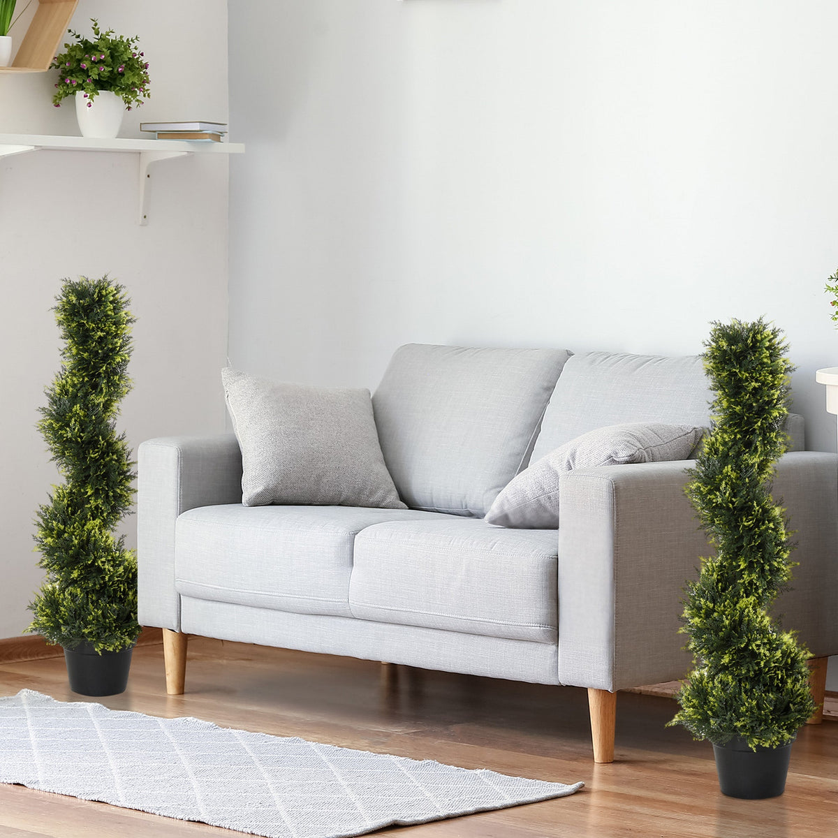Artificial Cedar Trees Set of 2, Large 90cm Spiral Plant for Decoration, Plastic
