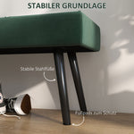 Upholstered Bench X-Pattern Seat, Bed, Hallway, Velvet Look, Green
