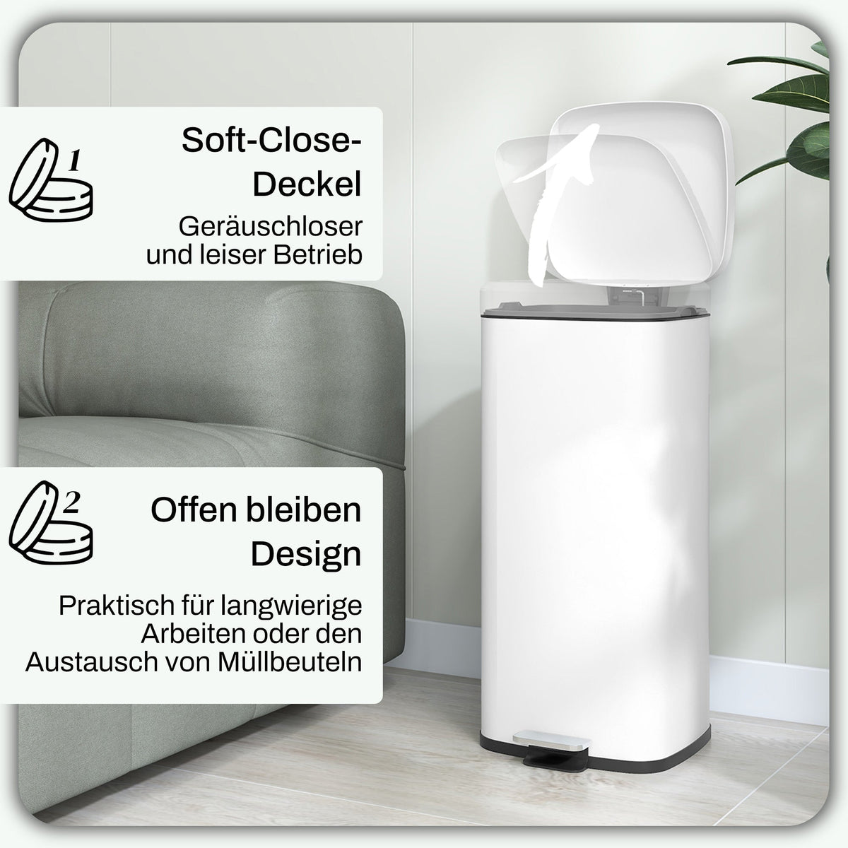 Pedal Bin 30L, Foot Pedal Metal