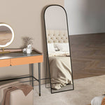 Full-Length Mirror, Curved Standing, Shatterproof Glass, Aluminum Frame, Black
