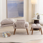 Lounge Chair with Footrest Adjustable Backrest Tiltable Side Shelf