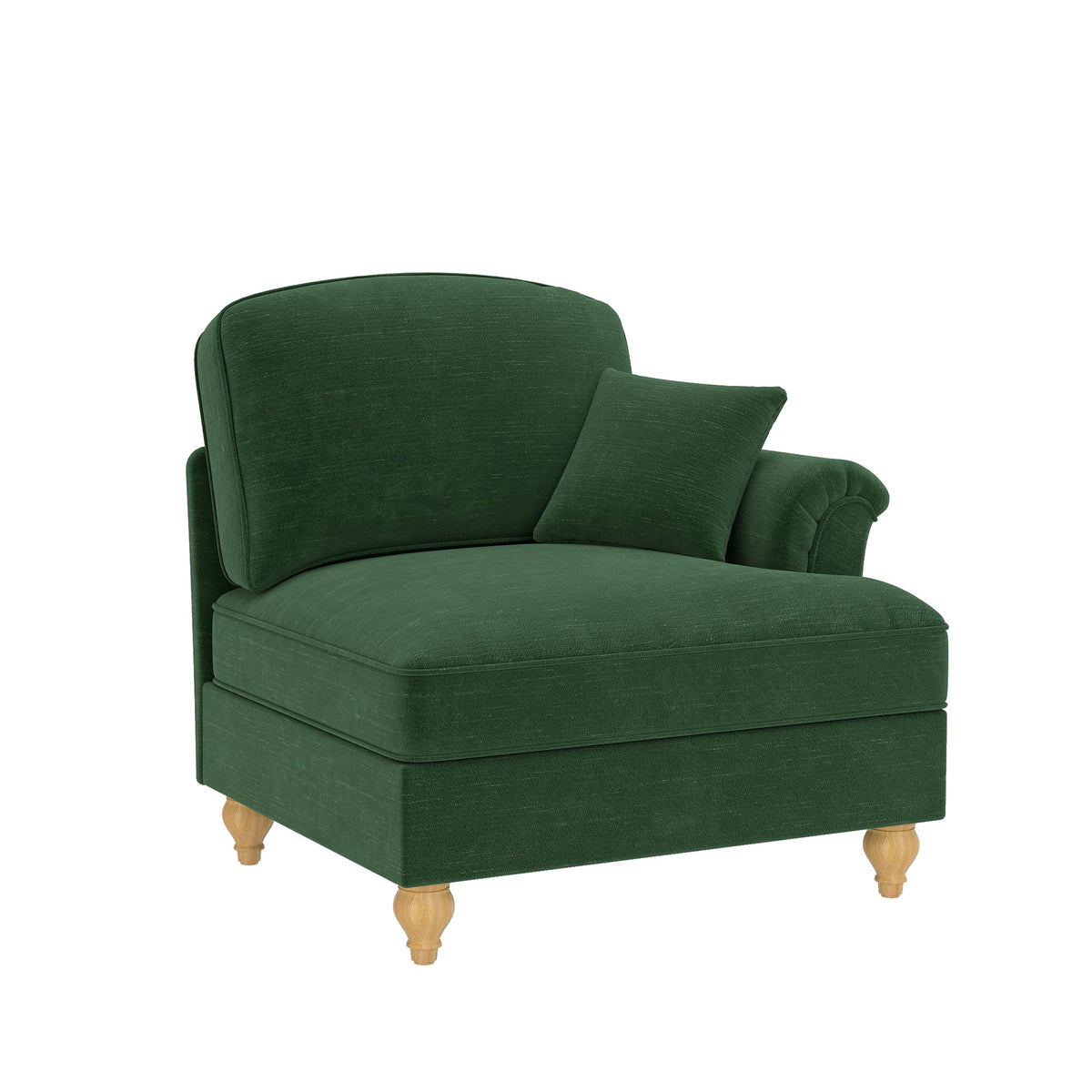 Windsor Cloud Sofa with Removable Ruffle Skirt and Cushion, Chenille Green