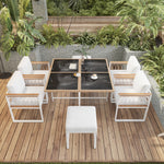 7-Piece Garden Furniture Set for 6 People, Tempered Glass & WPC