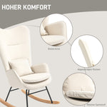 Rocking Chair, Armrests, Velvet, Cream White