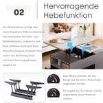Liftable Multifunctional Coffee Table Opens to 2 Tables Large Capacity - Dark Grey/Light Grey