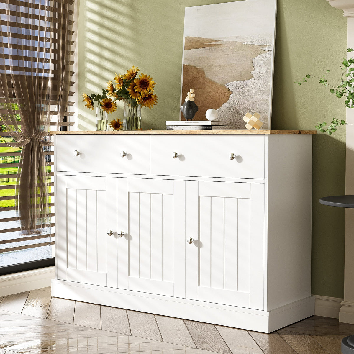 Sideboard, Engraved Texture Living Room Cabinet