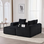 Compact Modular Sofa Side Pocket Cup Holder 3 Cushions - Corduroy Black