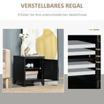 Bedside Table with Adjustable Shelf and Door, Metal Black