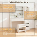 Dressing Table Vanity Set with Stool, Lighting, Mirror, White