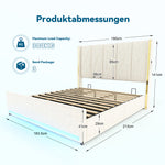 Storage Bed with LED, USB & Hydraulic Storage, 180x200cm, Velour
