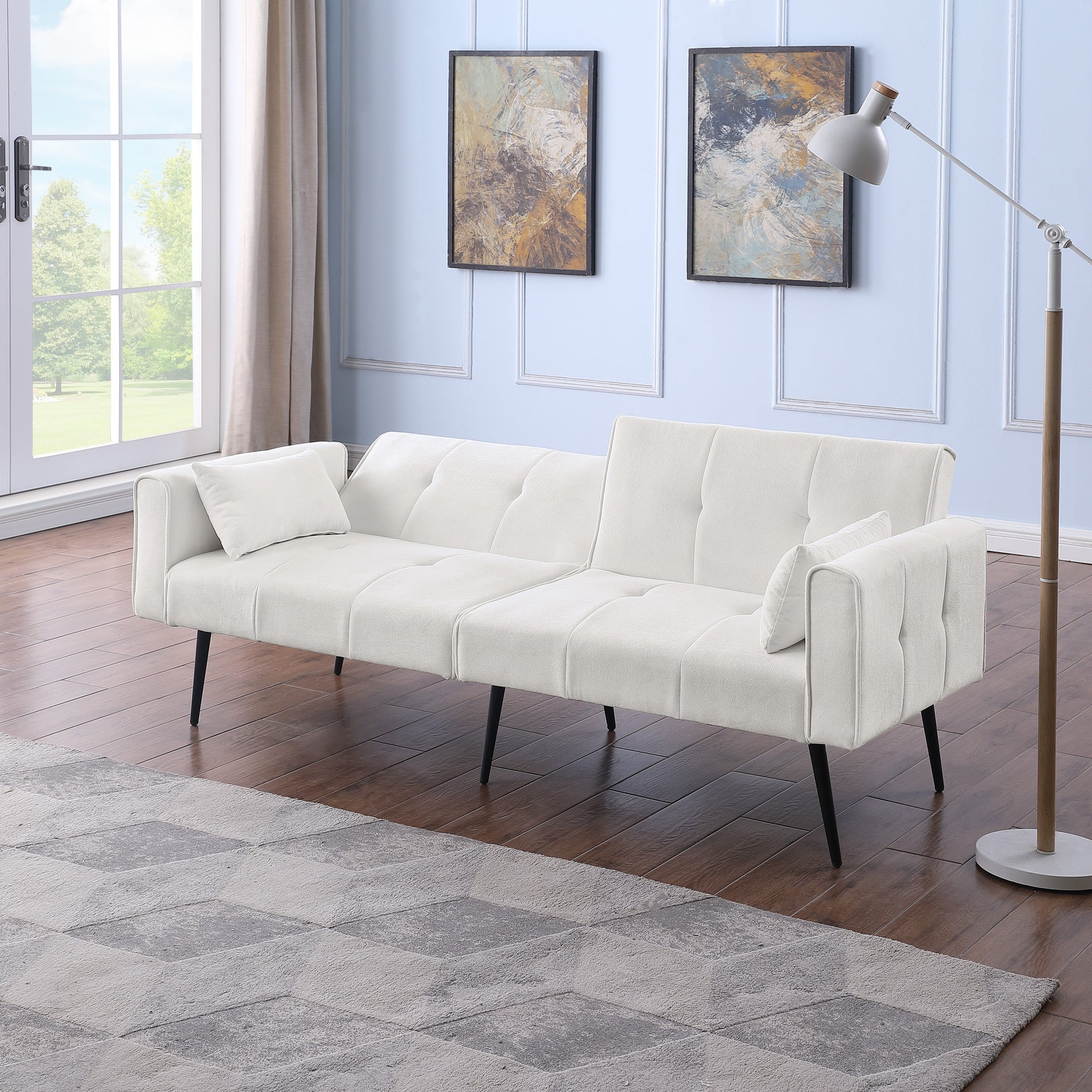 Futon Sofa Bed, Modern 68" Convertible Sleeper Couch, Small Spaces