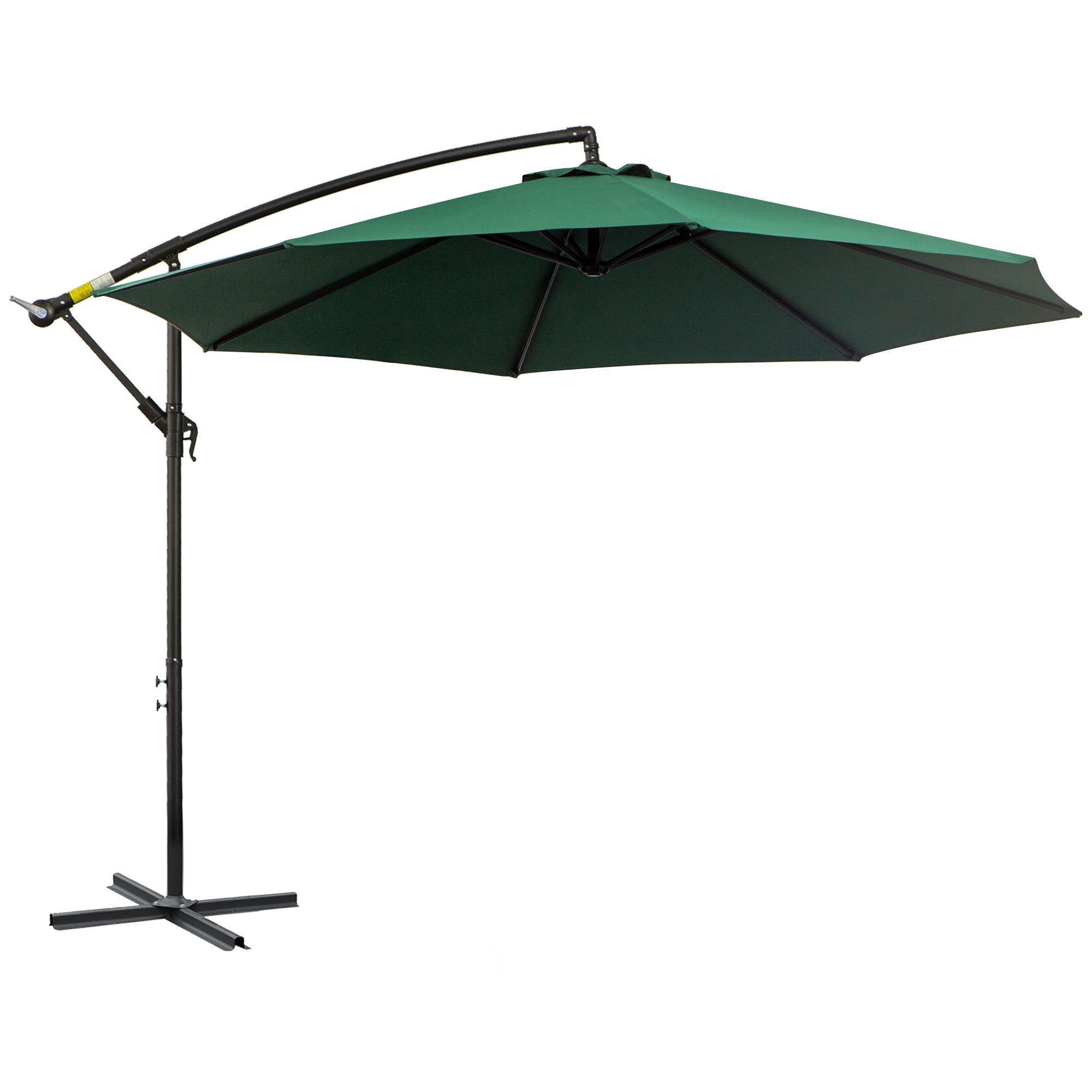 Cantilever Parasol Crank Sunshade Steel Frame Ø2.95x2.45m Green Polyester