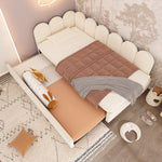 Upholstered Daybed Sofa Bed 90x200cm Pull-out Slatted Base Velvet Beige