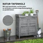 Garden Cabinet Tool Shed Potting Table Galvanized Worktop 2 Shelves - Grey