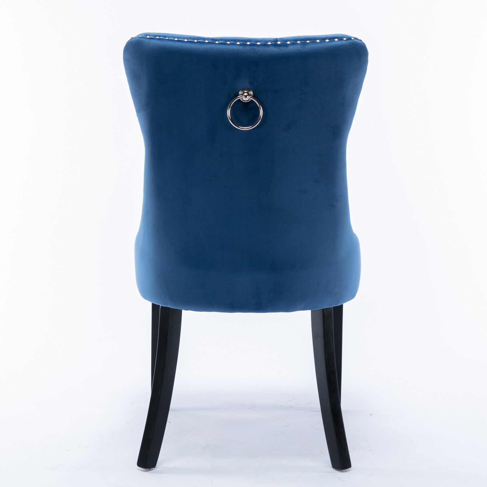 Nikki Collection Tufted Velvet Upholstered Dining Chair Nailhead Trim 2-Pcs Set - Blue