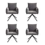 Set of 4 Dining Chairs Upholstered Swivel Metal Legs - Velvet Grey