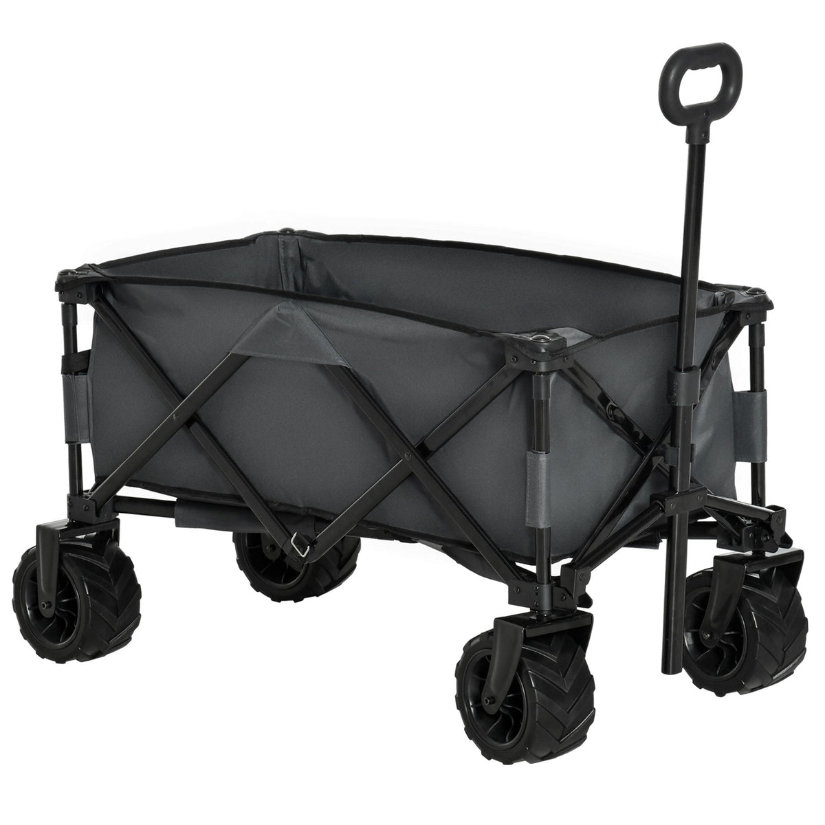 Handcart, Foldable 360° Garden Cart with Telescopic Handle, Grey