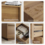 Modern Oak Bedside Table, 2 Pieces, 38 x 48 x 50 cm with Handleless Drawers, Oak Wood