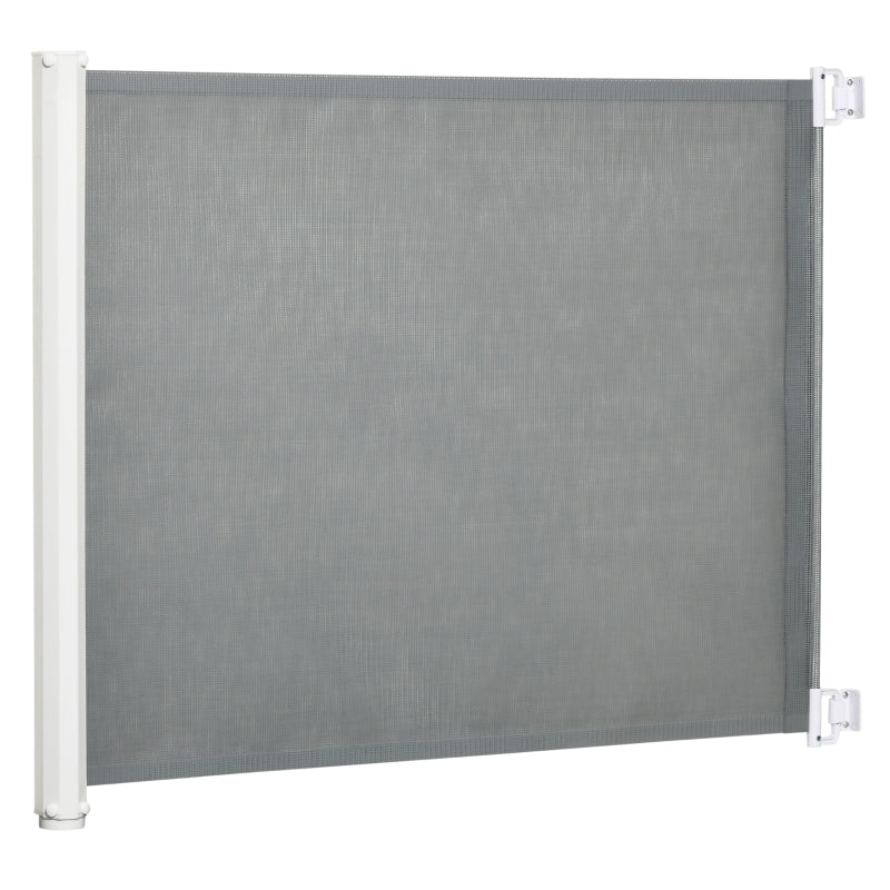 Stair Gate, Adjustable Safety Barrier, Metal Plastic Grey