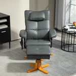 Recliner Chair with Reclining Function, Massage, Stool, Faux Leather, Dark Grey