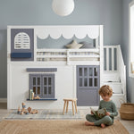 Children's Loft Bed 90x200cm with House Design & Storage, White
