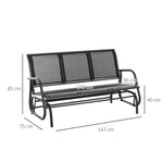 Rocking Chair 3-Seater Garden Swing Sturdy Weatherproof, Metal Black