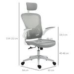 Ergonomic Office Chair, Headrest Rocking Function Height Adjustable, Grey