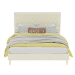 Modern Minimalist Soft Bed with Mattress 140x200cm, Beige