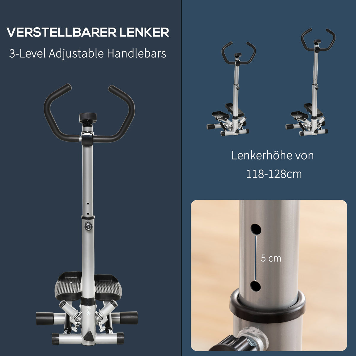 Stepper Exercise Bike with Handlebar, LCD Screen, Adjustable Speed