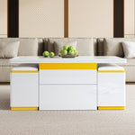 Coffee Table Multifunctional High-Gloss Adjustable Foldable Dining 100x50x43cm - White