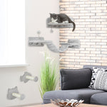 Cat Staircase Set, 4-Piece, Sisal Steps, Double Platform, Light Grey/Cream White
