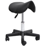 Rolling Stool, Height-Adjustable Swivel with Wheels, Black Faux Leather