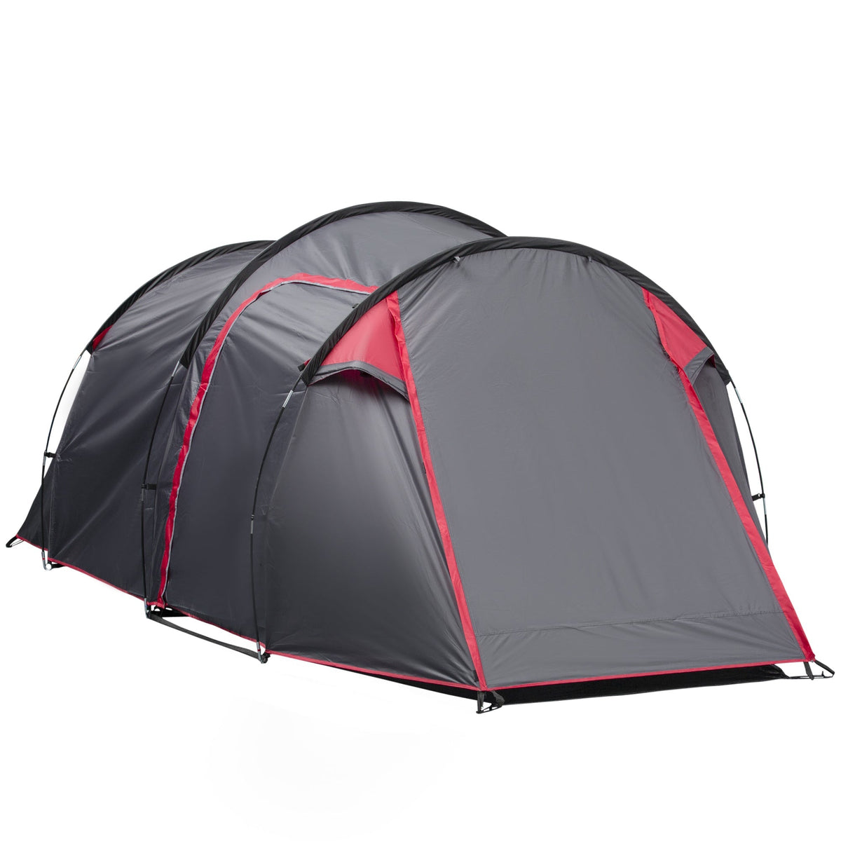 Tunnel Tent, 2-3 Person Camping, Fiberglass & Polyester, Grey