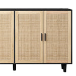 Rattan Storage Cabinet, 158cm 4-Door Decorative, Black