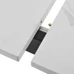 Telescopic Dining Table 140/180cm Extendable with Iron Legs, White Marble MDF