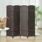 4-Panel Room Divider, Foldable Privacy Screen, Brown