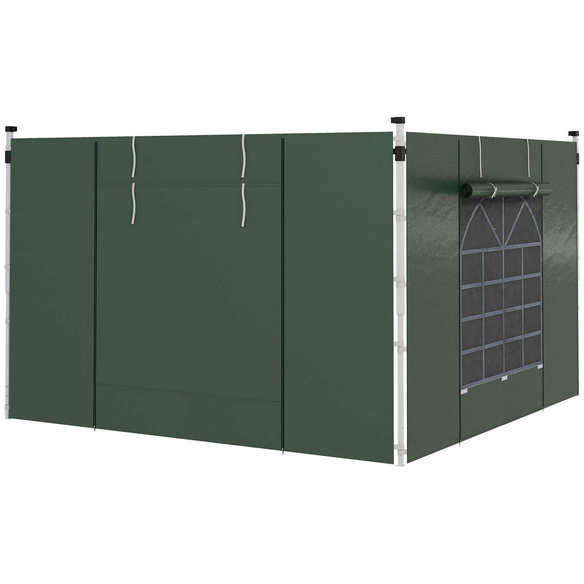 Gazebo Side Panels, 2 Piece with Window, Waterproof, Green Oxford Fabric