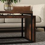 Coffee Tables, Nesting Multifunctional Various Shapes, Black and Brown Metal